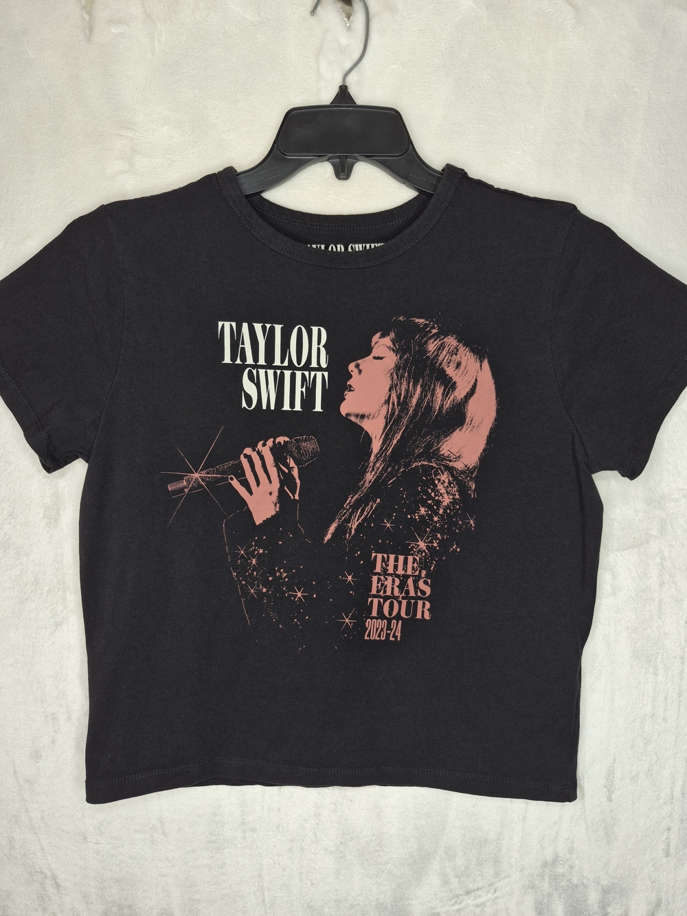 Taylor Swift The Eras Tour Black Crop Graphic T-Shirt Womens XL 19x21